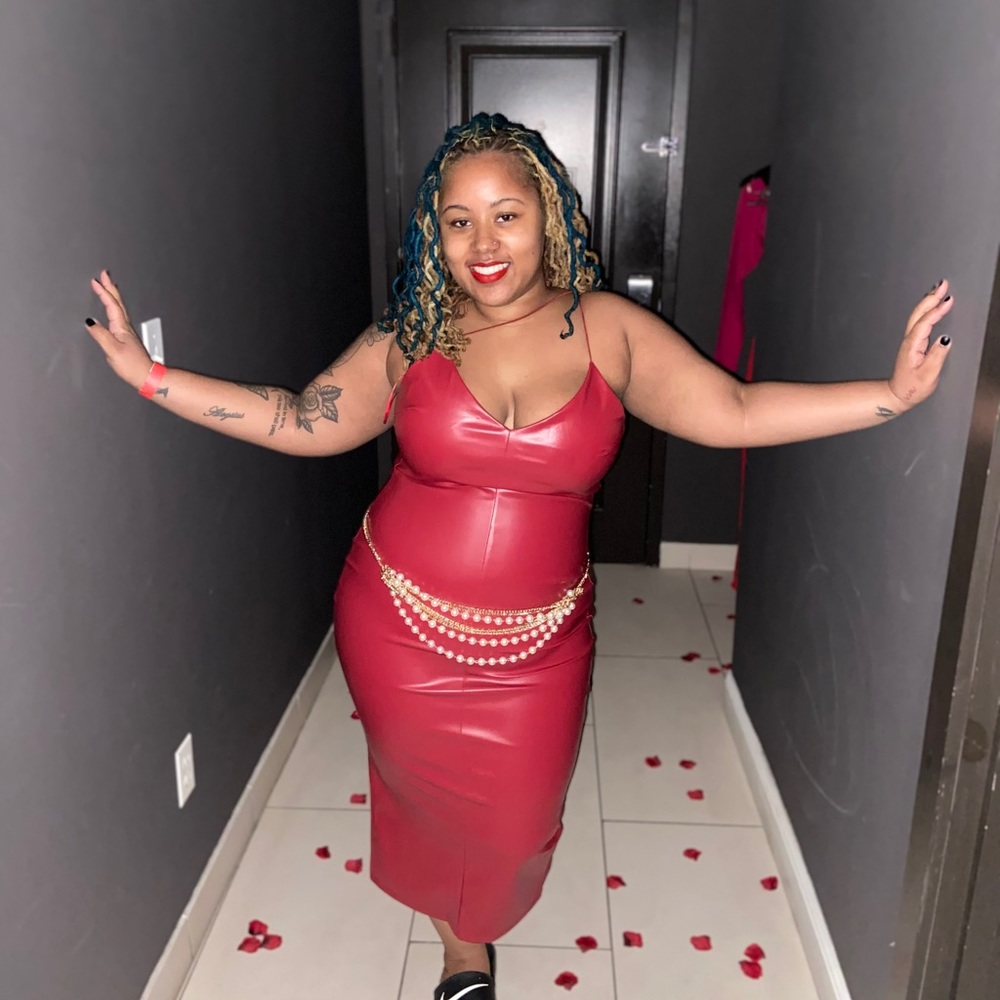 Burgundy Make it Sexy Faux Leather Midi Dress